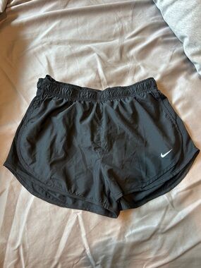 Nike Women’s Black Athletic Running Shorts with White Swoosh